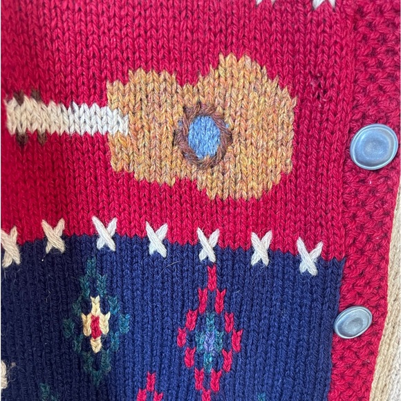 EDDIE BAUER Vtg 92 RALPH LAUREN Style American Flag & Indian Sweater Vest XL. - Picture 7 of 10